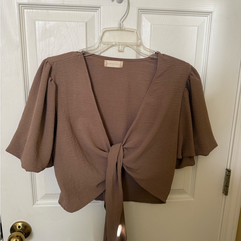 Brown Tie-Front Women's Top altard state